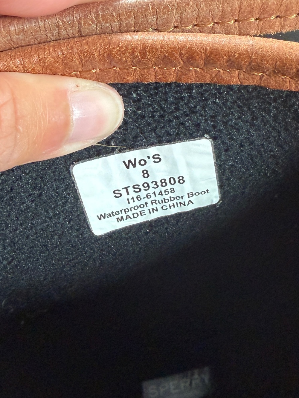 Sperry Black Calf Length Tall Waterproof Rain Boots Women’s 8 Leather Trim Y2K - Picture 6 of 11